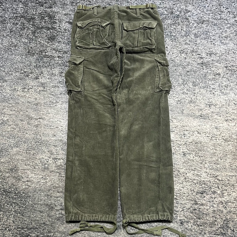 MNML Cargo Pants Mens 30x30 Green Corduroy Multi Pocket Utility Adjustable